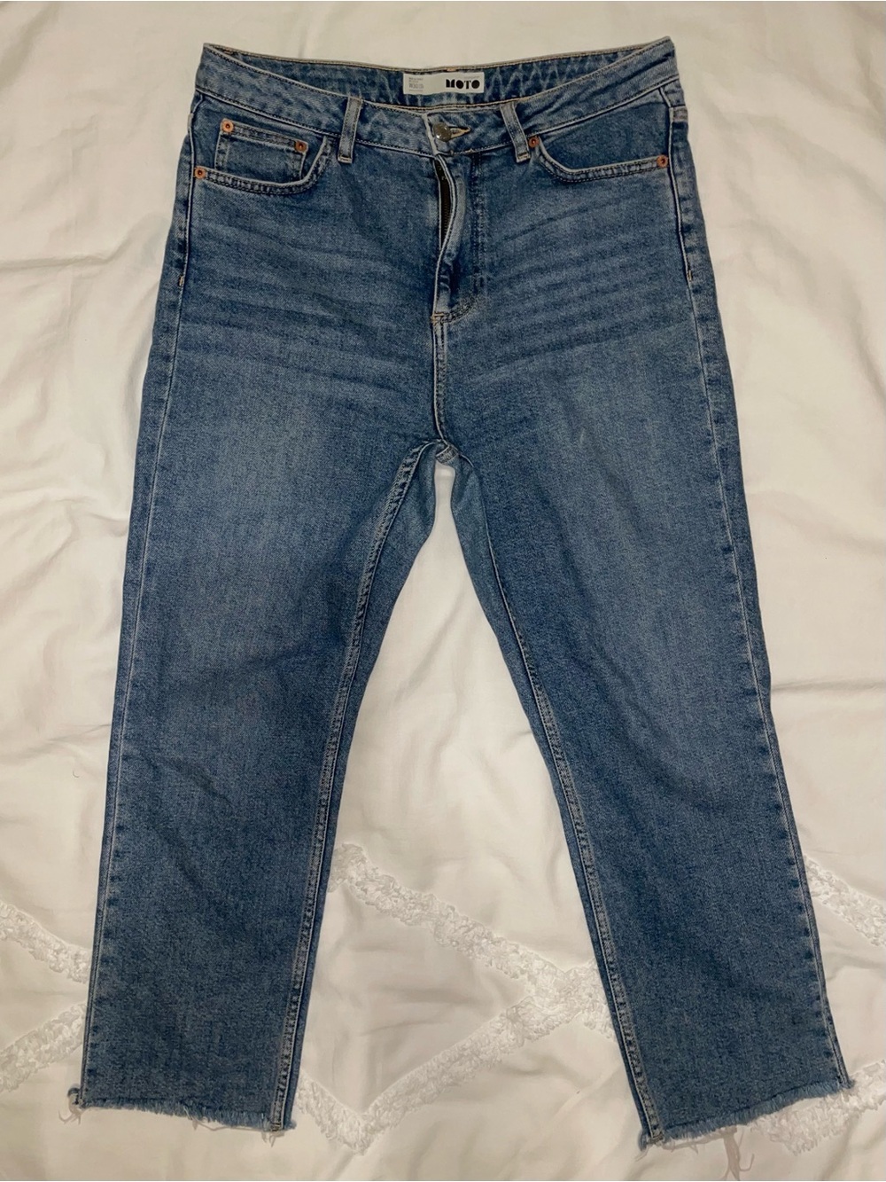 High-Rise Straight Leg Jeans in Medium Blue